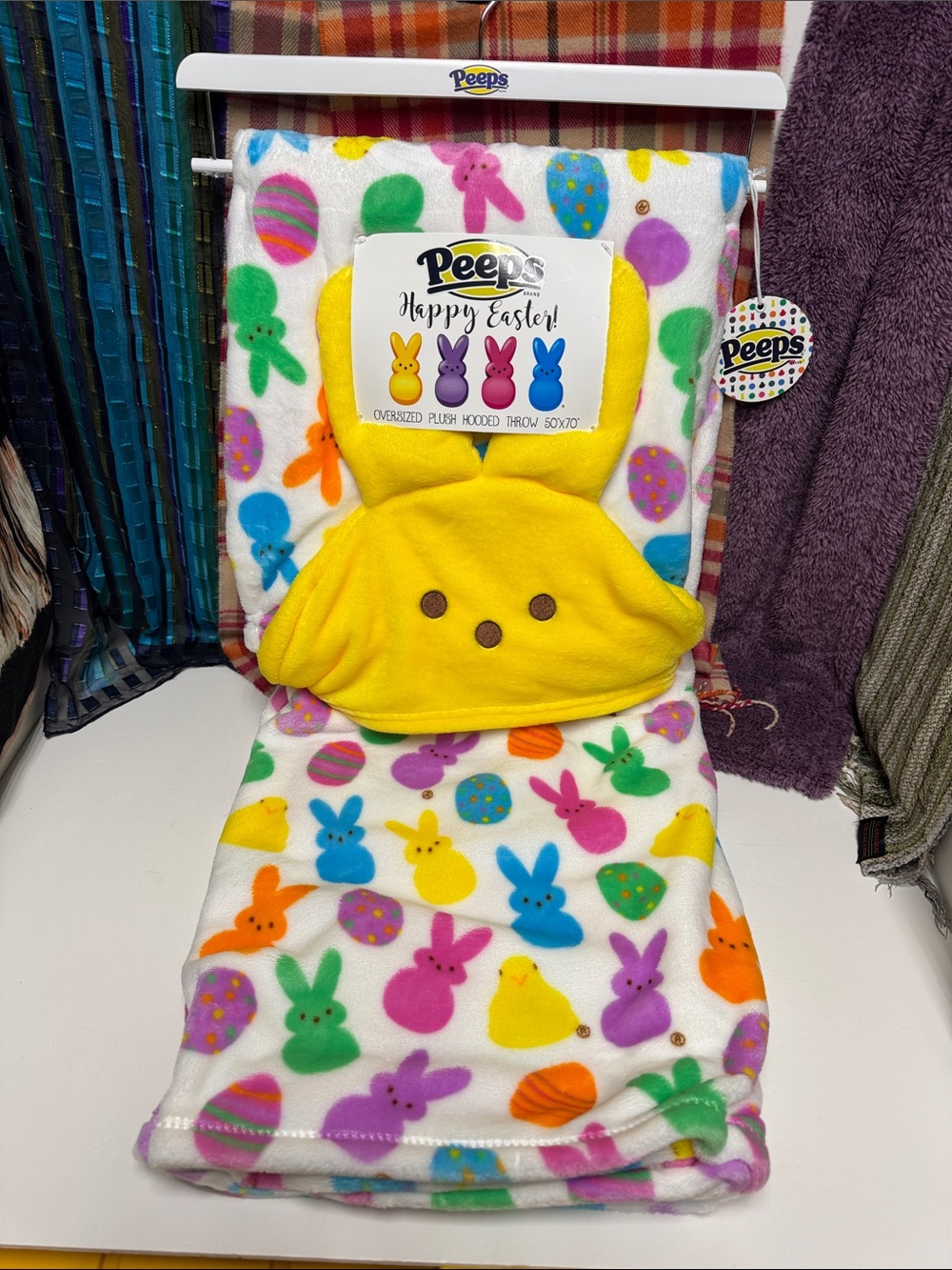 Oversized Peeps Bunny Hooded Blanket - Easter Plush Throw